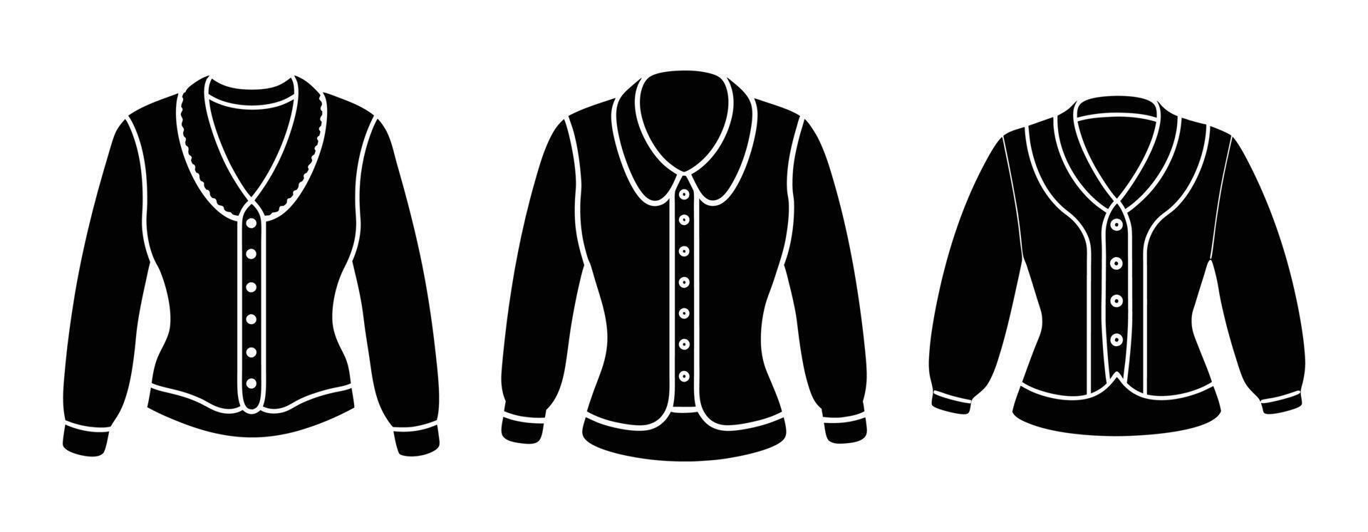 1950s Cardigan Collection with Vintage Detailing Silhouettes vector