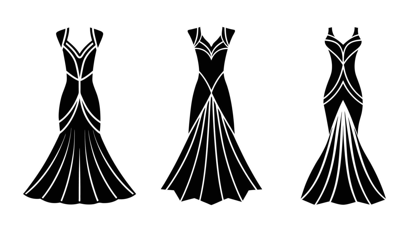1920s Inspired Bias-Cut Dress Silhouette Collection vector