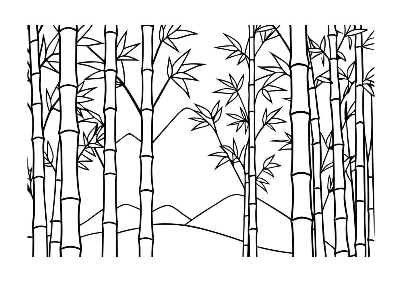 Serene Bamboo Forest Line Art Design vector