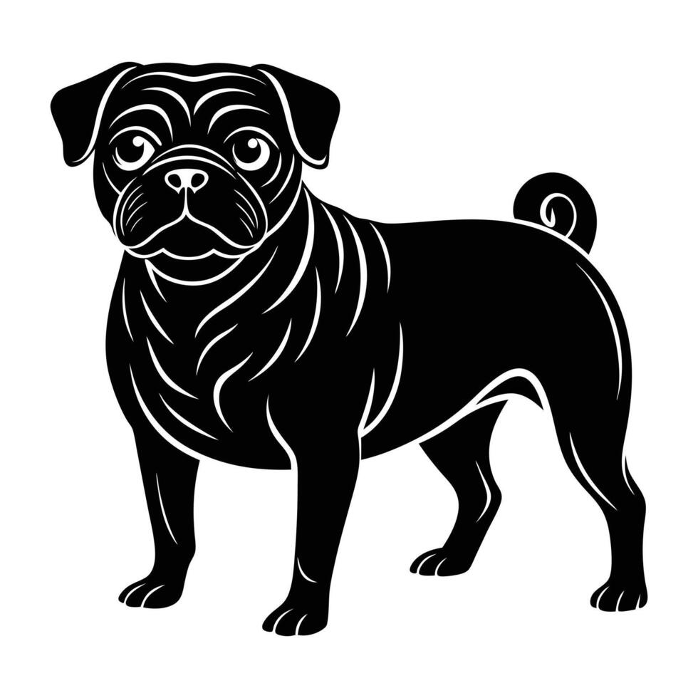 Pug Dog Silhouette Art vector