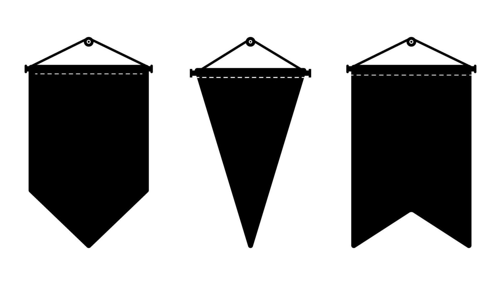 Simple pennant icon set silhouette illustration vector