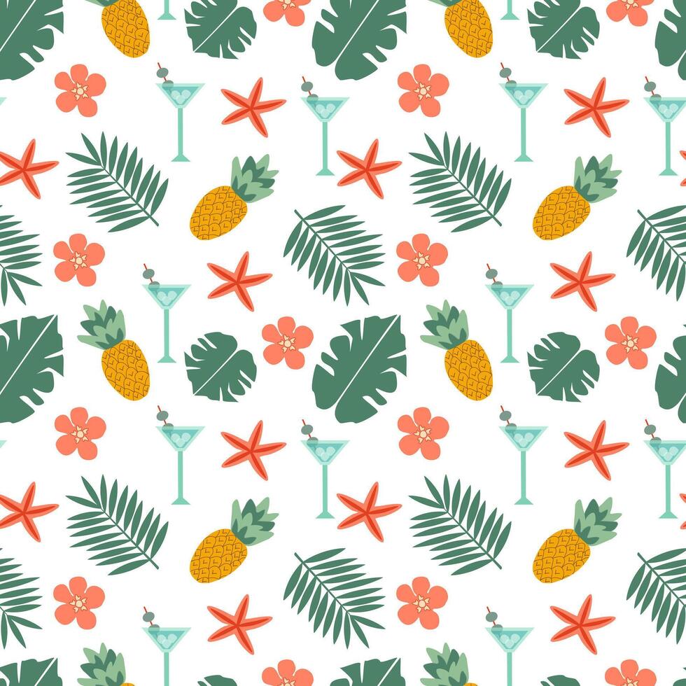 pattern beach desserts with leaves vector