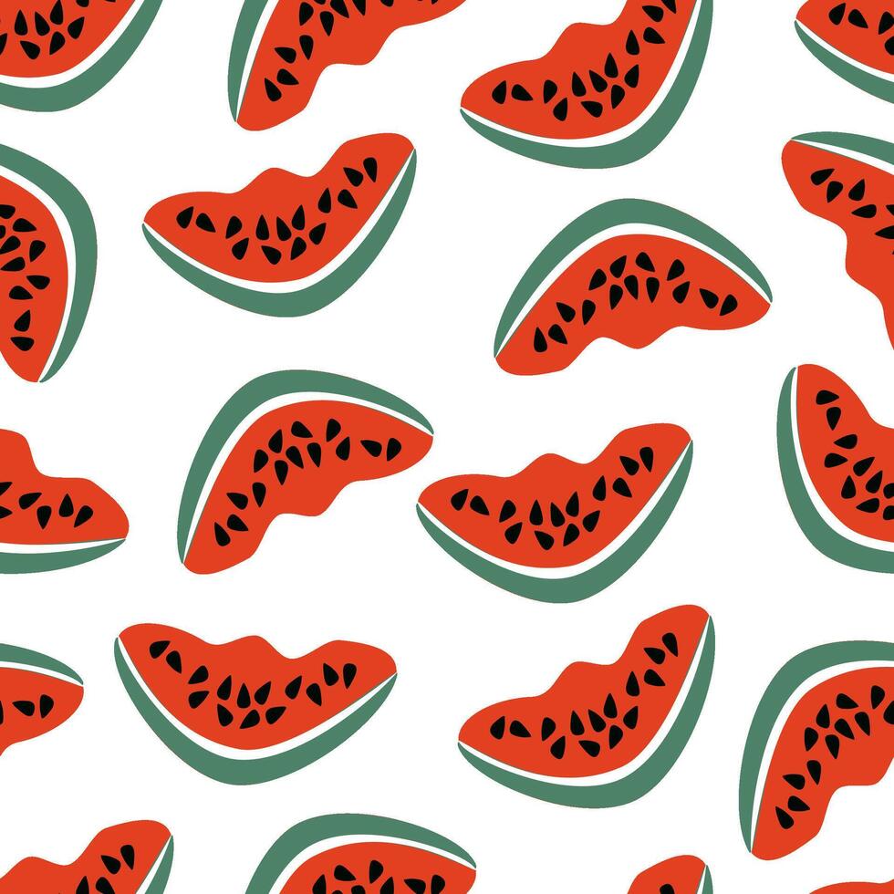 pattern ripe watermelon slices with seeds vector