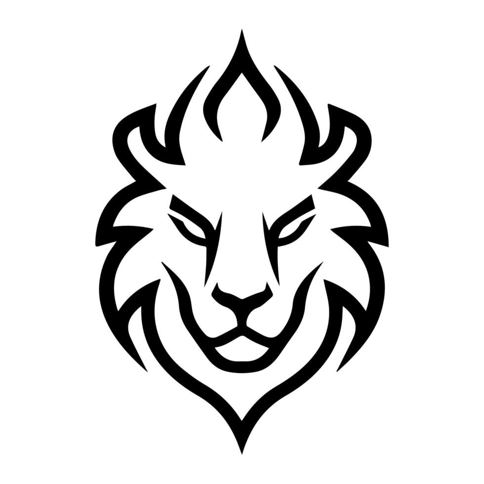 Fire Lion icon or modern line symbol. line art and icon design with bold outline. Black and white Pixel Perfect minimalistic symbol isolated white background. Silhouette simple thin sign vector