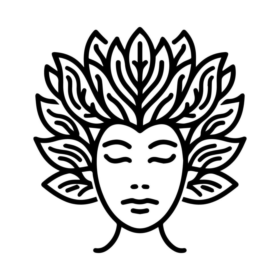 Dryad icon or modern line symbol. line art and icon design with bold outline. Black and white Pixel Perfect minimalistic symbol isolated white background. Silhouette simple thin sign vector