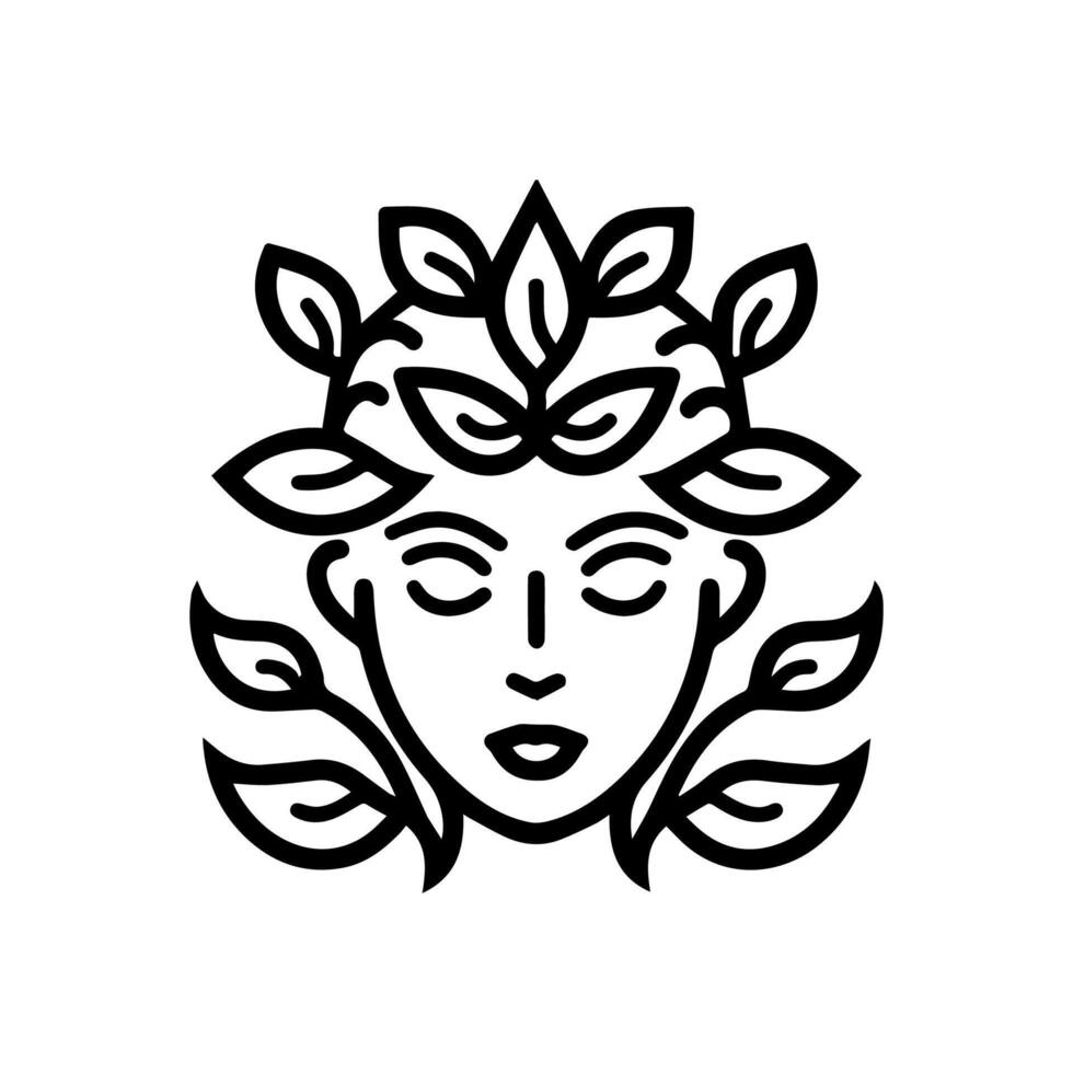 Dryad icon or modern line symbol. line art and icon design with bold outline. Black and white Pixel Perfect minimalistic symbol isolated white background. Silhouette simple thin sign vector