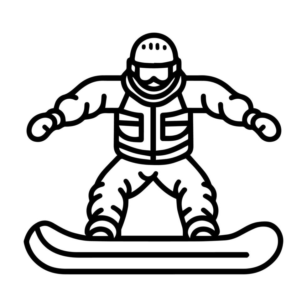 snowboarding icon or modern line symbol. line art and icon design with bold outline. Black and white Pixel Perfect minimalistic symbol isolated white background. Silhouette simple thin sign vector