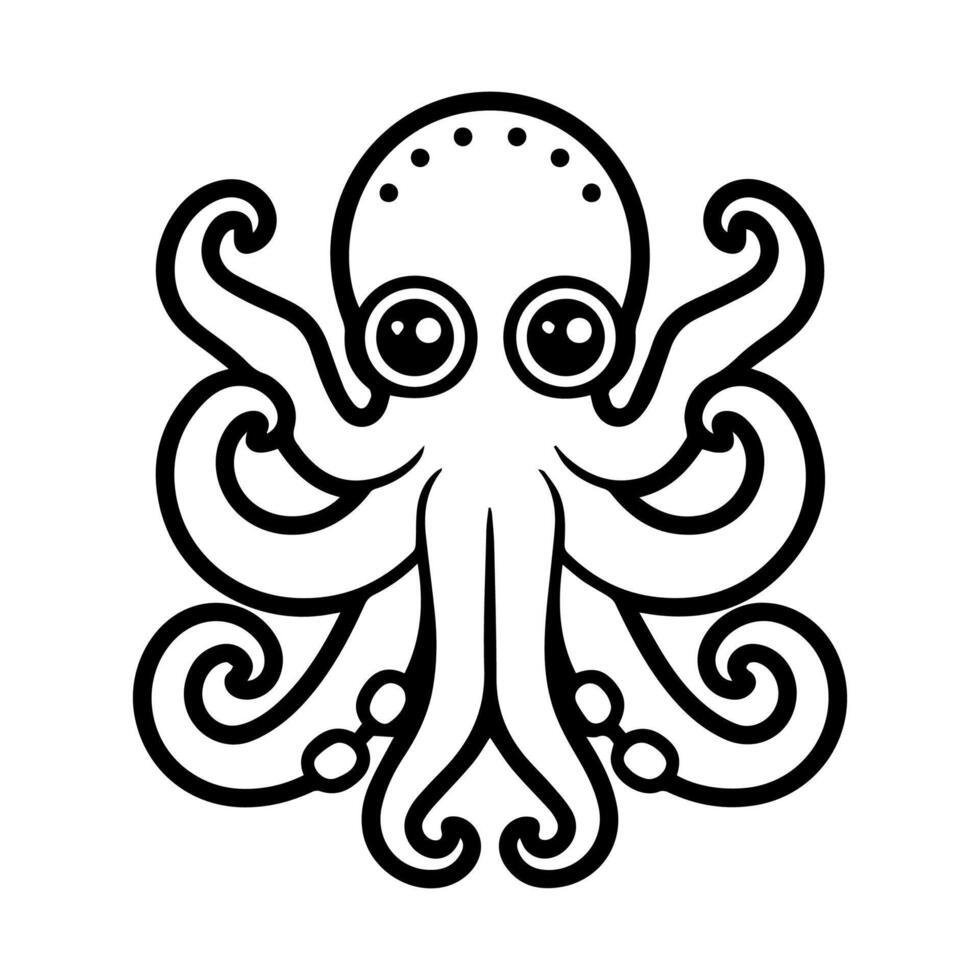 octopus icon or modern line symbol. line art and icon design with bold outline. Black and white Pixel Perfect minimalistic symbol isolated white background. Silhouette simple thin sign vector