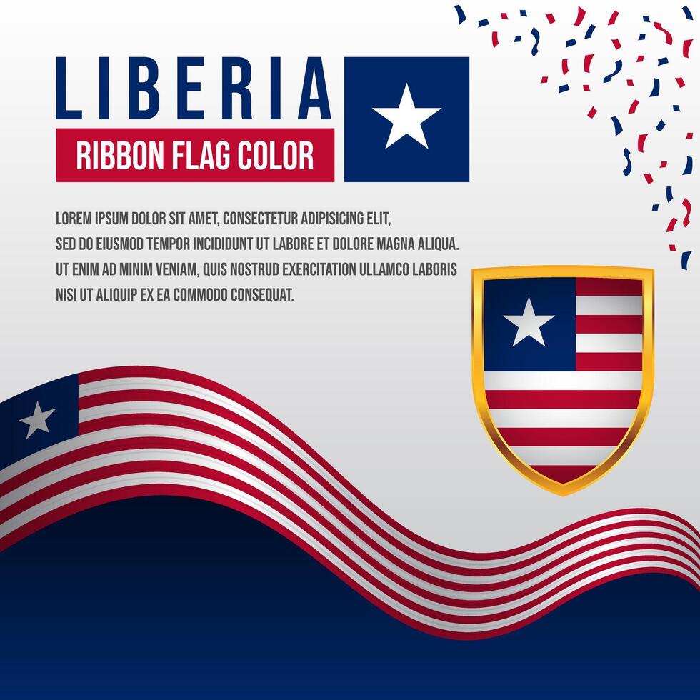 Liberia ribbon flag with Shield Flag and decoration vector