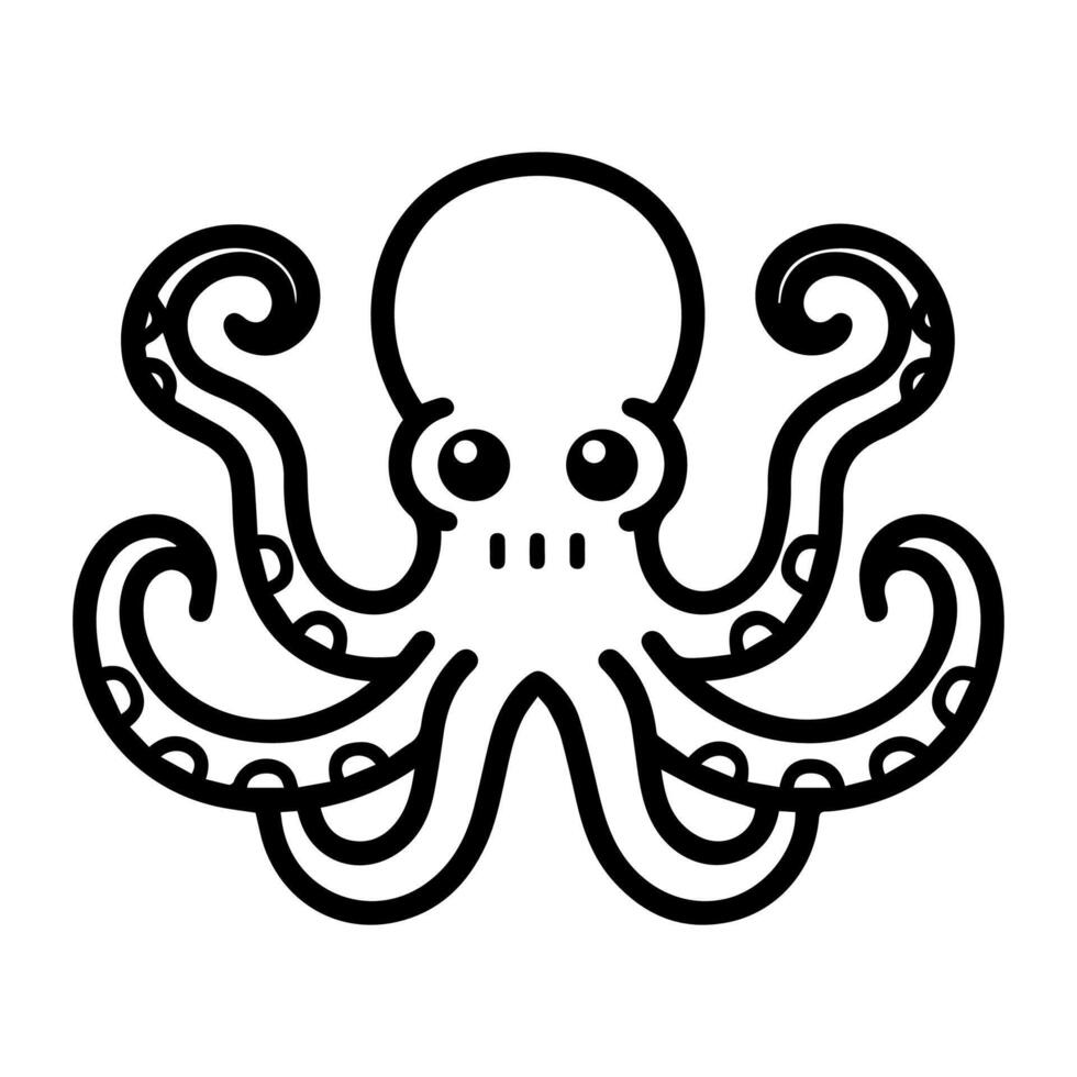 octopus icon or modern line symbol. line art and icon design with bold outline. Black and white Pixel Perfect minimalistic symbol isolated white background. Silhouette simple thin sign vector