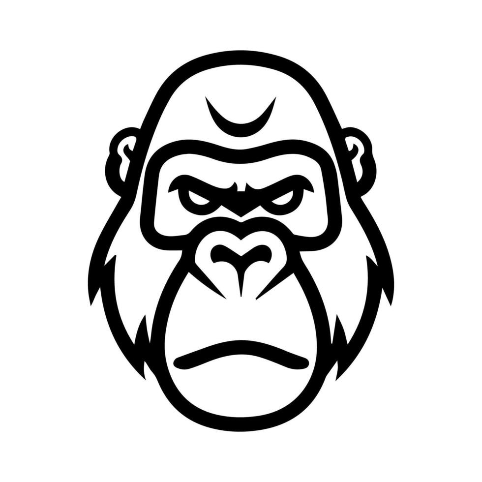 Gorilla icon or modern line symbol. line art and icon design with bold outline. Black and white Pixel Perfect minimalistic symbol isolated white background. Silhouette simple thin sign vector
