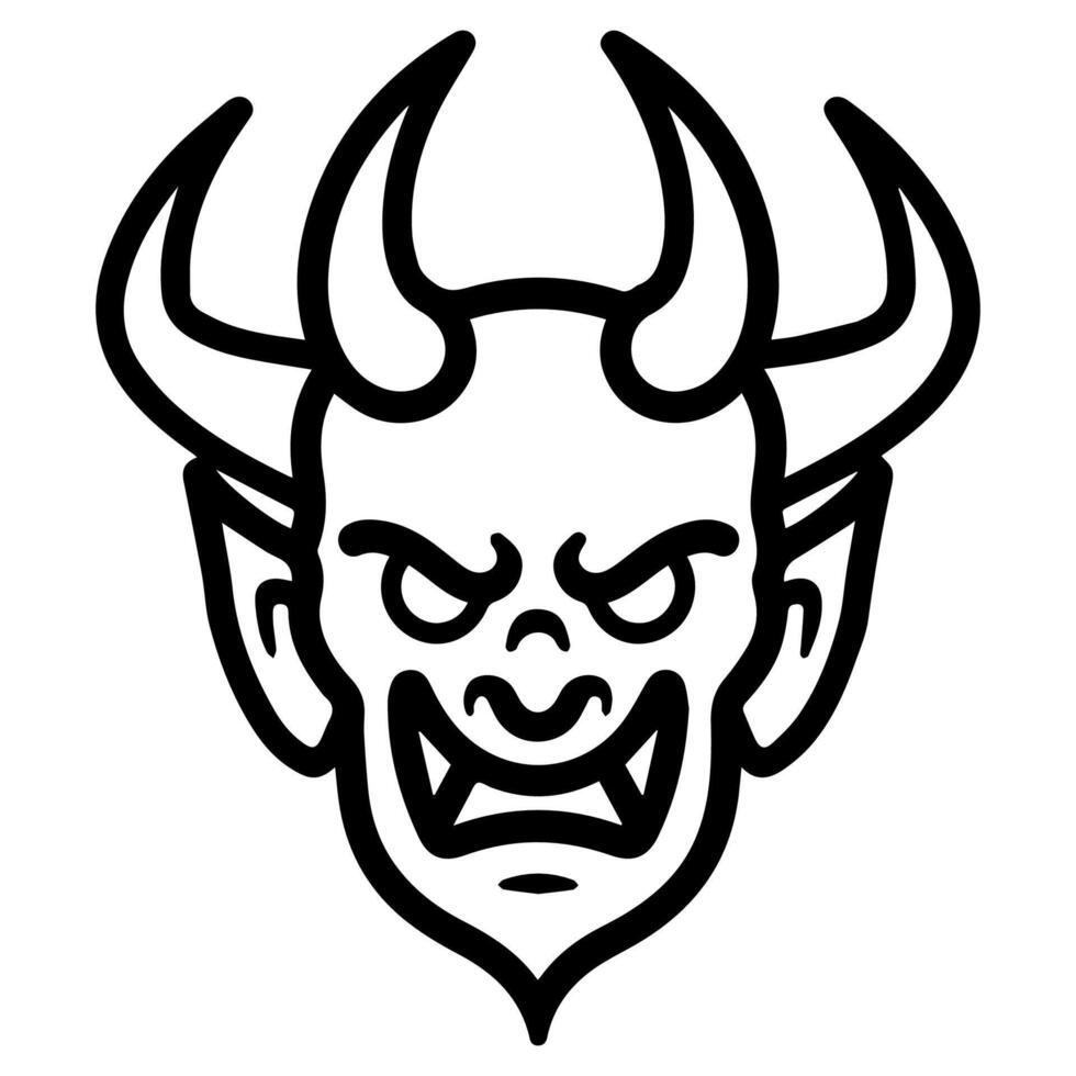 demon icon or modern line symbol. line art and icon design with bold outline. Black and white Pixel Perfect minimalistic symbol isolated white background. Silhouette simple thin sign vector