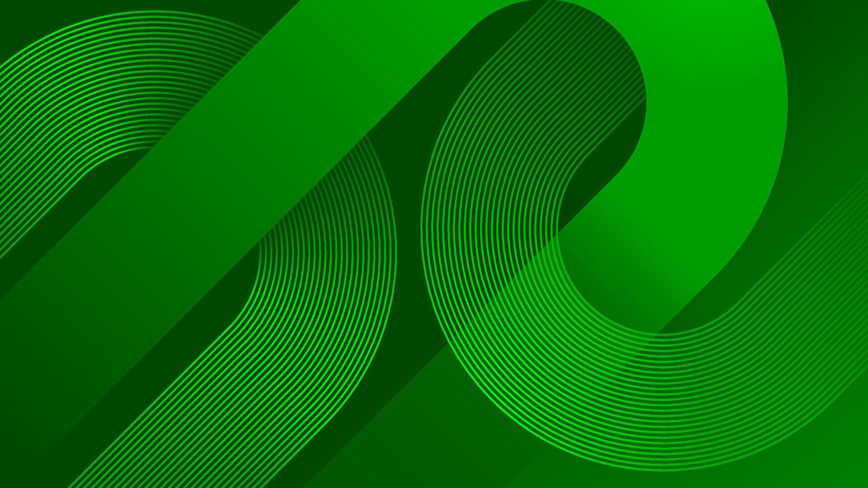 Geometric shape gradient green background. Abstract modern curved lines design illustration. Suit texture for web, banner, brochure, flyer, poster. vector