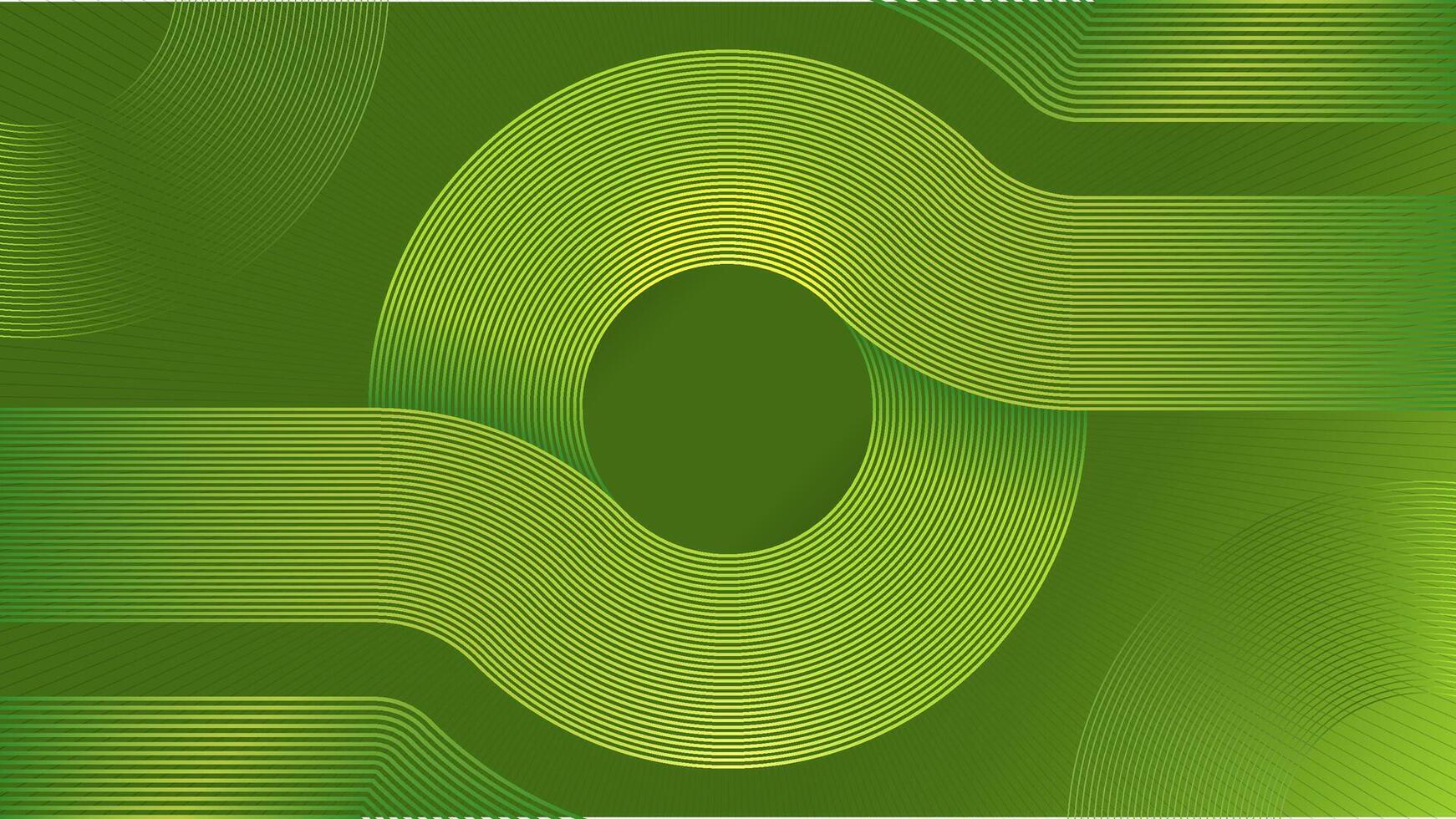 Circle rounded geometric lines background with green lines. Futuristic minimalist gradient texture. Abstract wave striped pattern. Suit for banner, brochure, card, cover, flyer, poster, website. vector