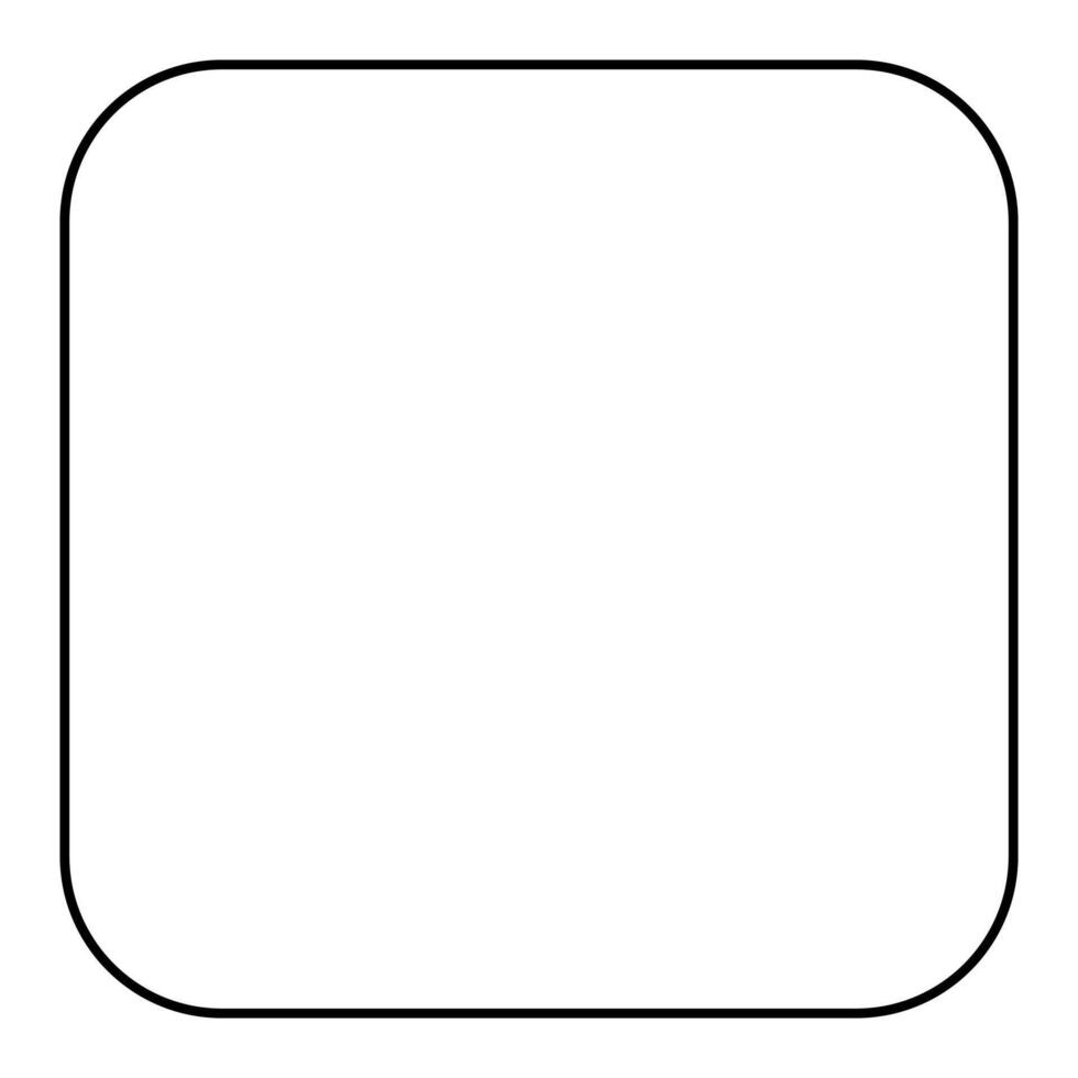 square with rounded corners shape, black and white silhouette illustration isolated on white background vector