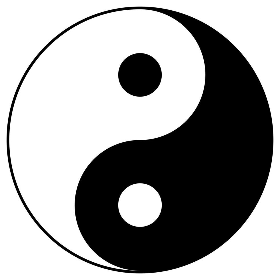Yin Yang - the yin and yang symbol, black and white illustration isolated on white background vector
