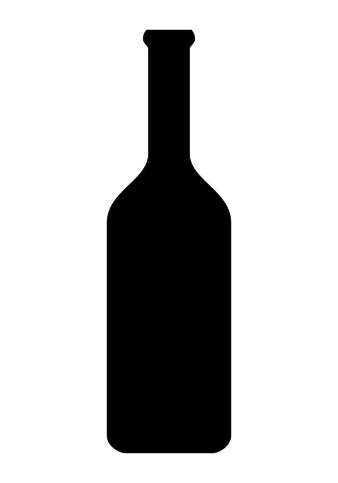 silhouette of a wine bottle - black and white symbol, illustration isolated on white background vector