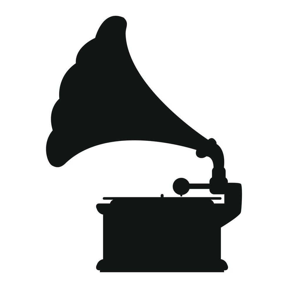 phonograph silhouette - LP vinyl gramophone recorder, black and white illustration isolated on white background vector