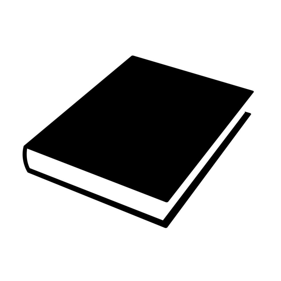 book - black and white simple symbol of closed book, illustration isolated on white background vector