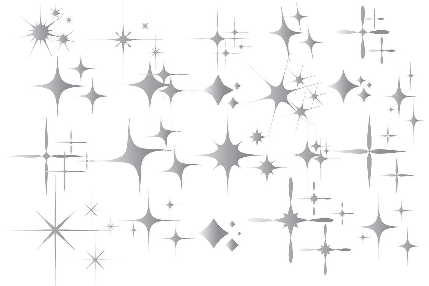 Silver Star sparkle icon. Christmas stars icons. Futuristic shapes. Flashes from fireworks vector