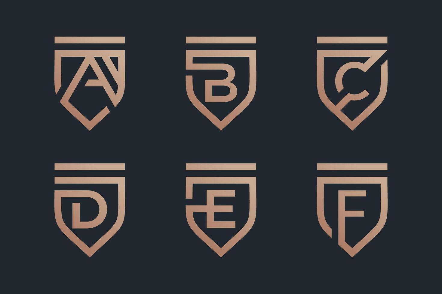 Shield design bundle element idea with creative modern letter style vector