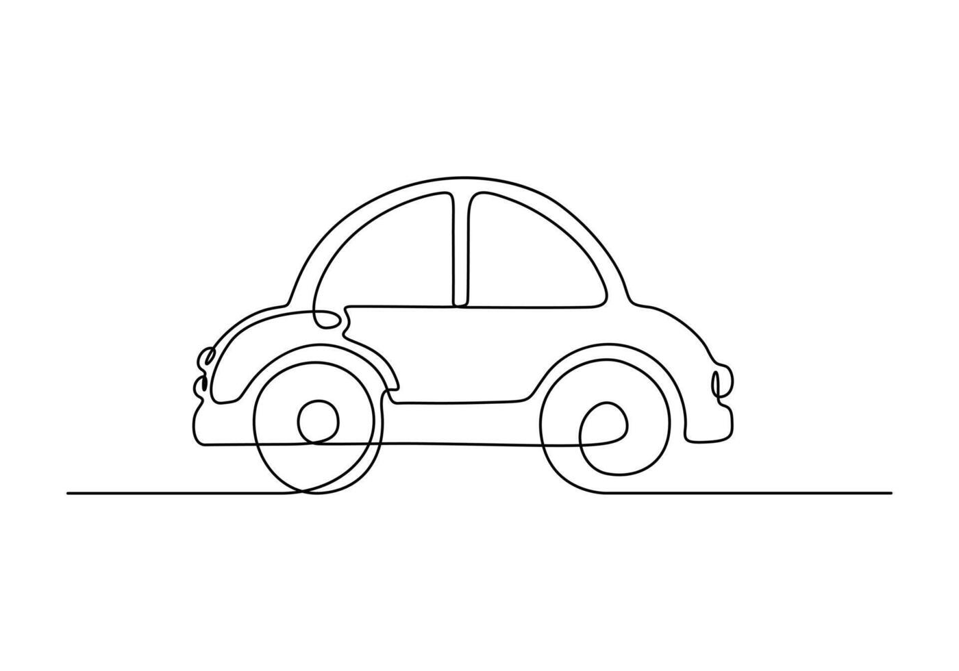 Children toy car one continuous line drawing premium illustration vector