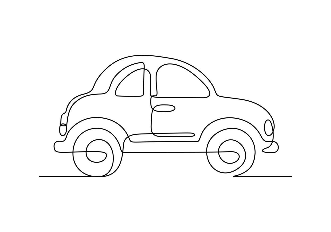 Children toy car one continuous line drawing premium illustration vector
