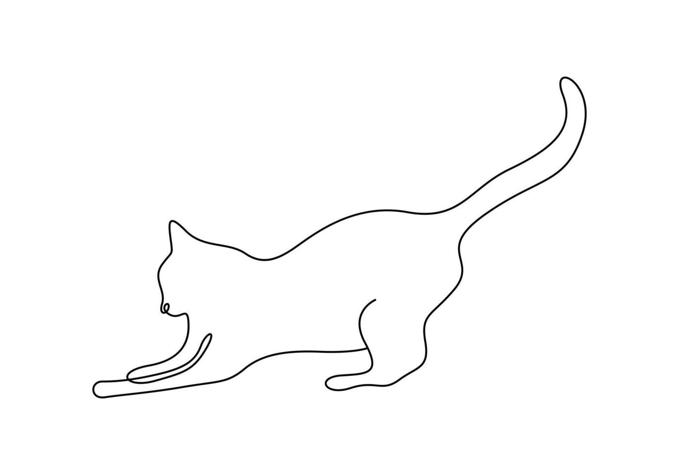 Cat in one continuous line drawing premium illustration vector