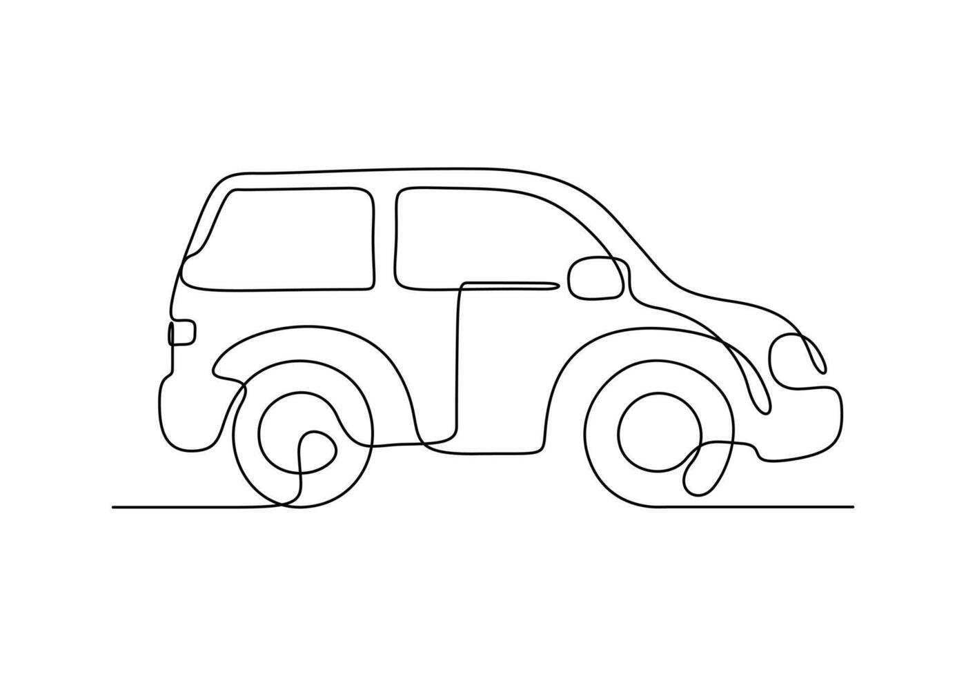 Children toy car one continuous line drawing premium illustration vector