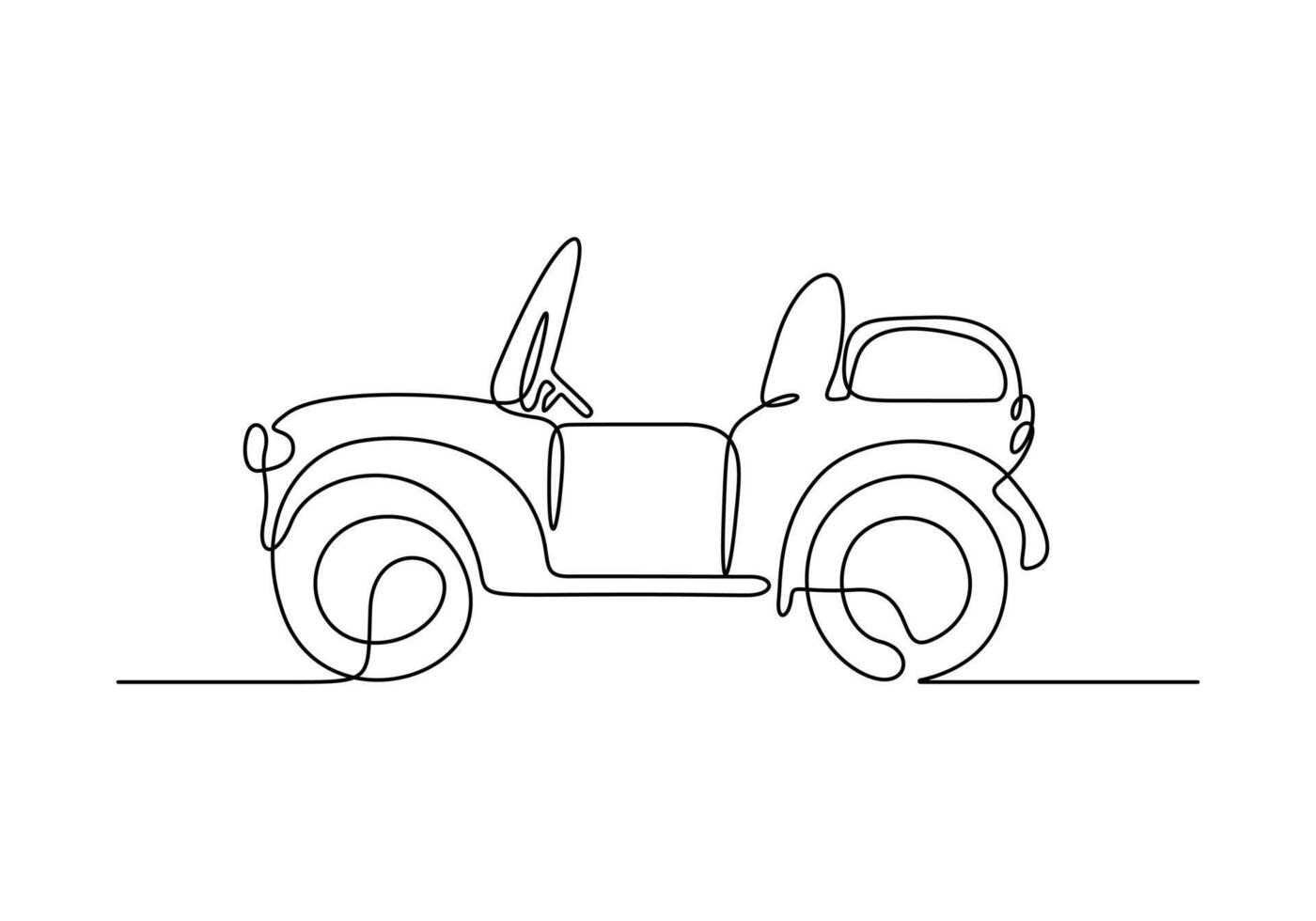 Children toy car one continuous line drawing premium illustration vector
