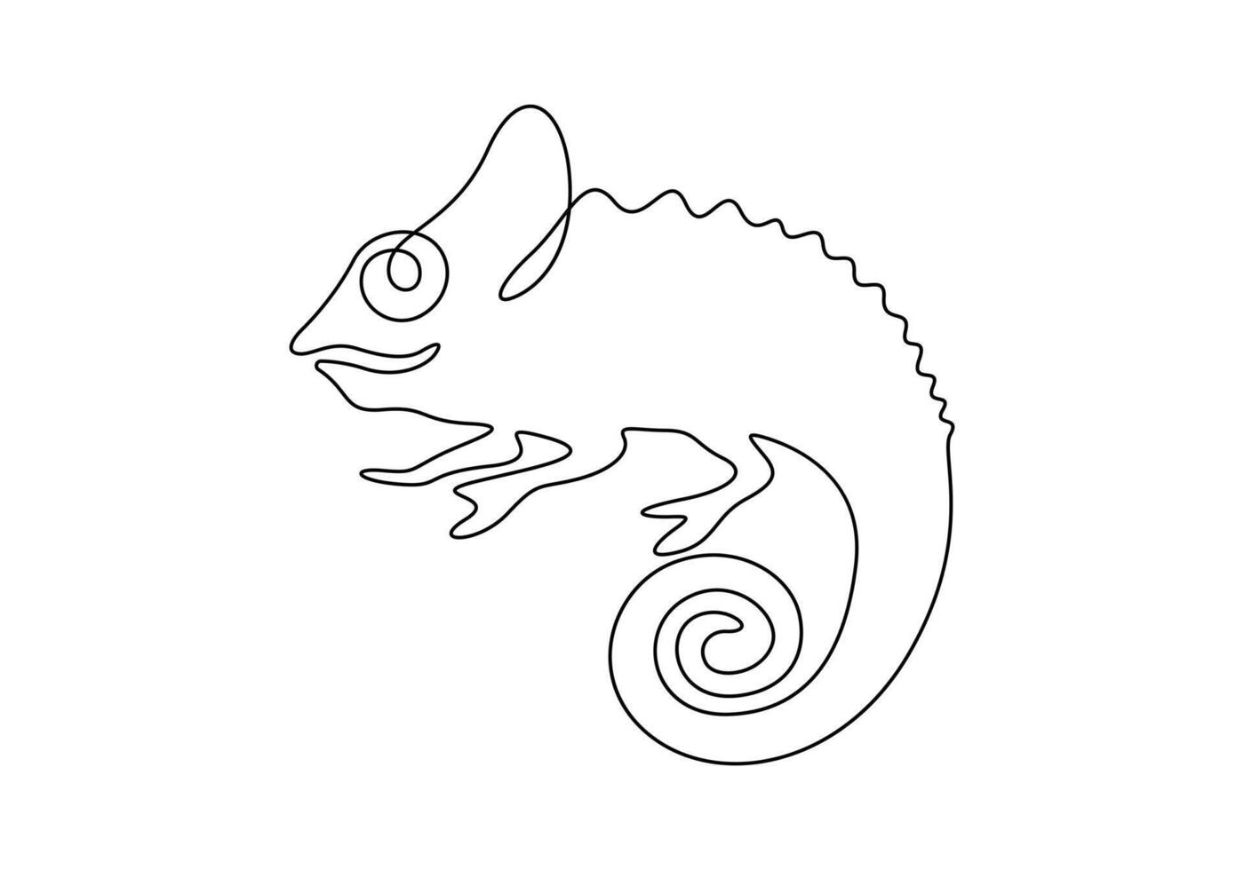 Chameleon one continuous line drawing premium illustration vector