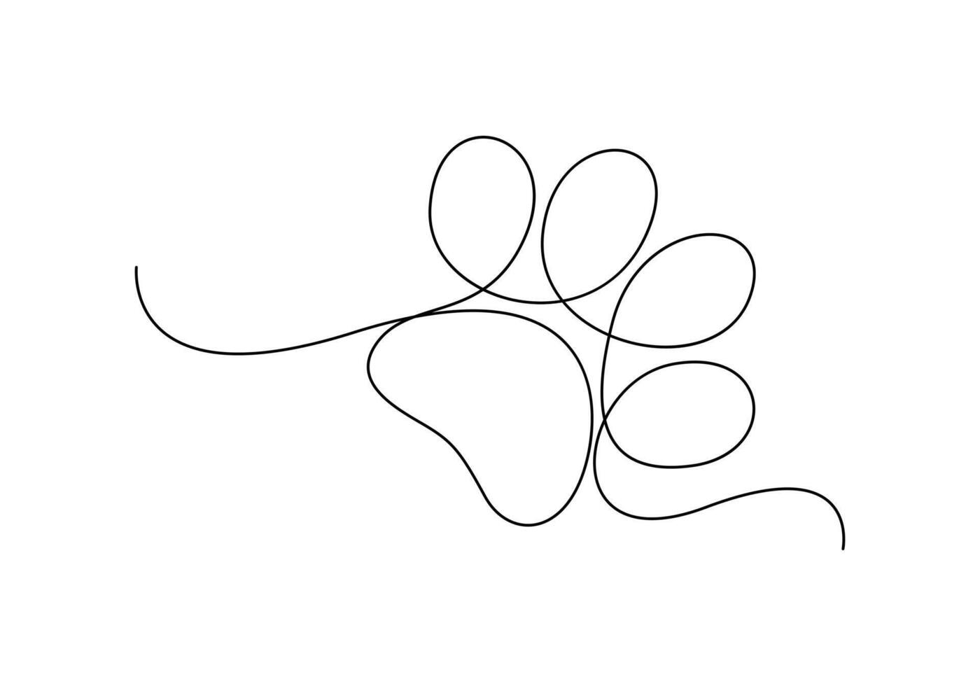 Continuous one line drawing of cat footprint for international cat day premium illustration vector