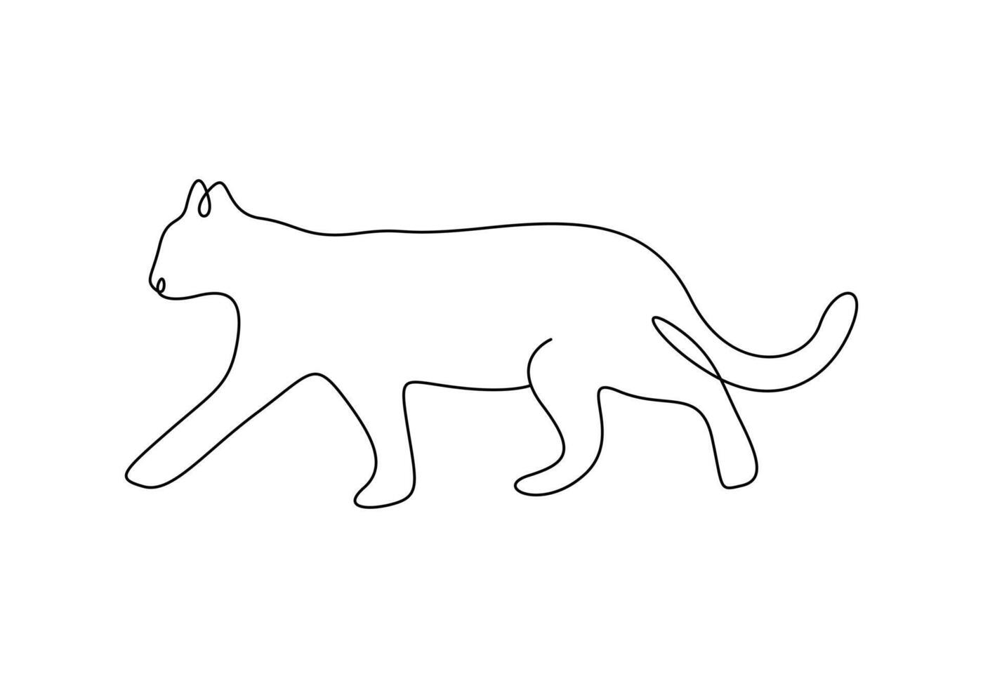 Cat in one continuous line drawing premium illustration vector