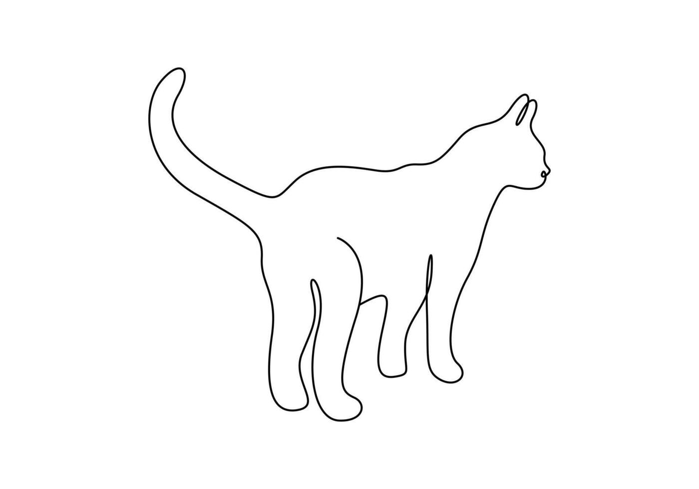 Cat in one continuous line drawing premium illustration vector