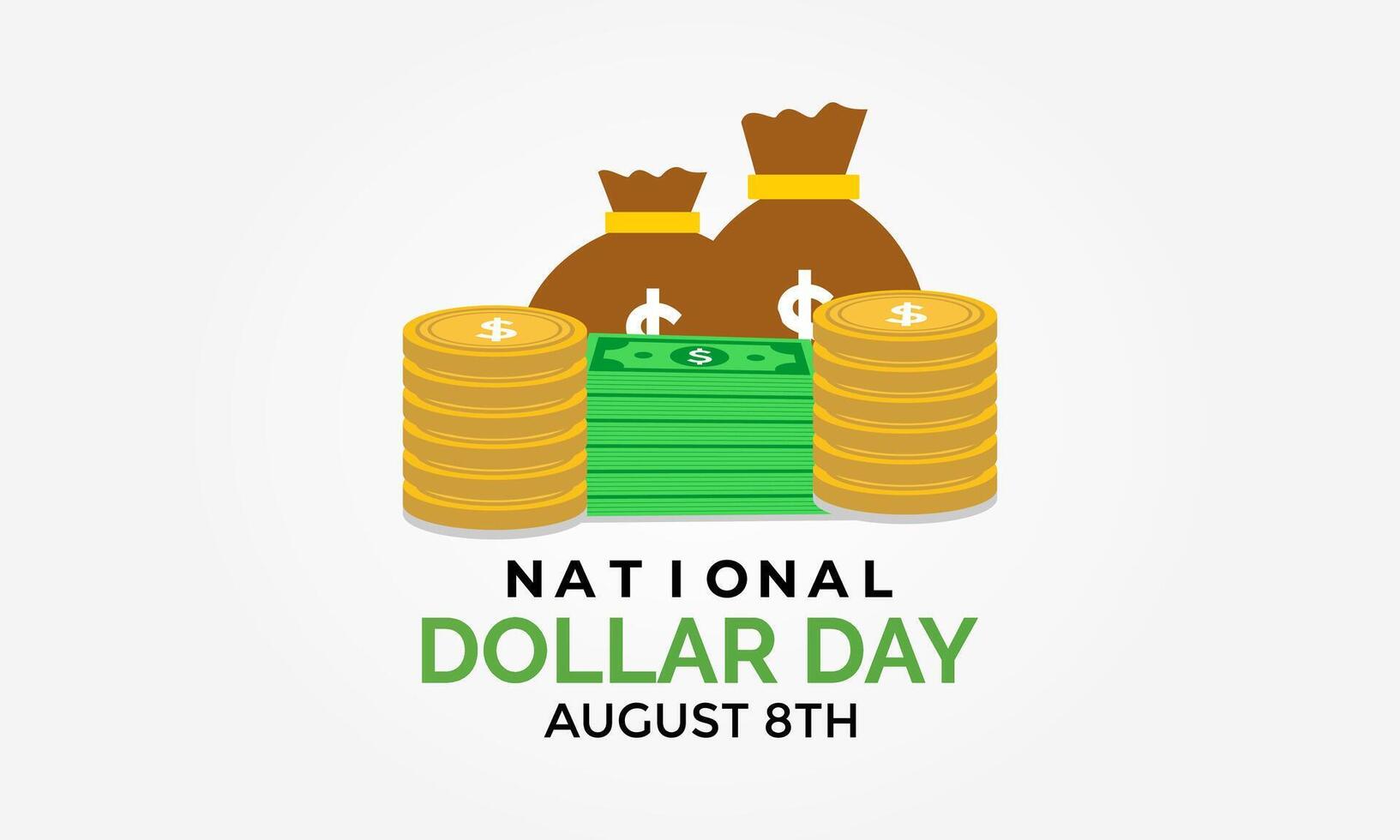 National Dollar Day. Design Illustration for Background, Poster, Banner paper doller and coin doller. vector