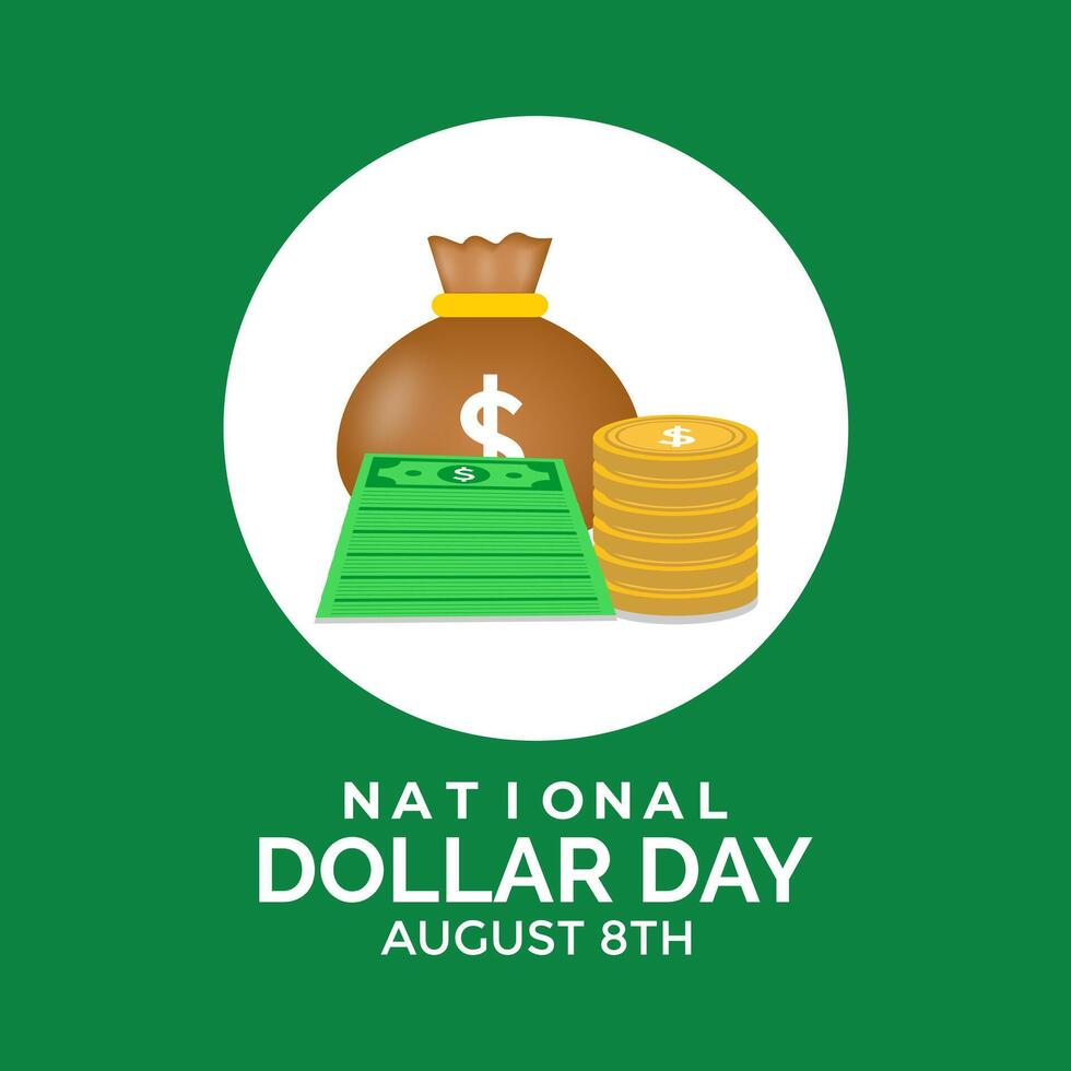National Dollar Day. Design Illustration for Background, Poster, Banner paper doller and coin doller. vector