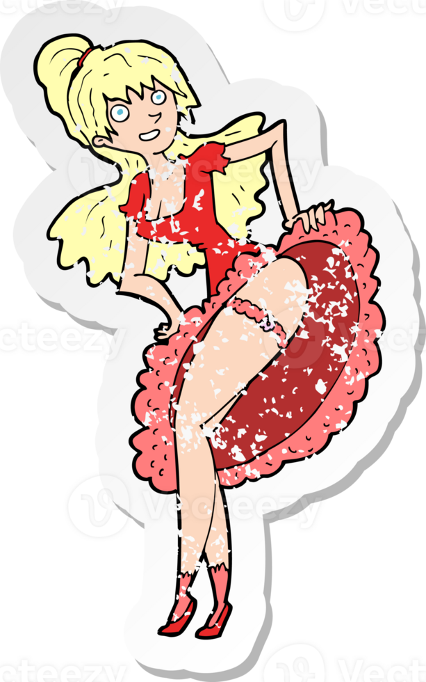 retro distressed sticker of a cartoon flamenco dancer drawing png