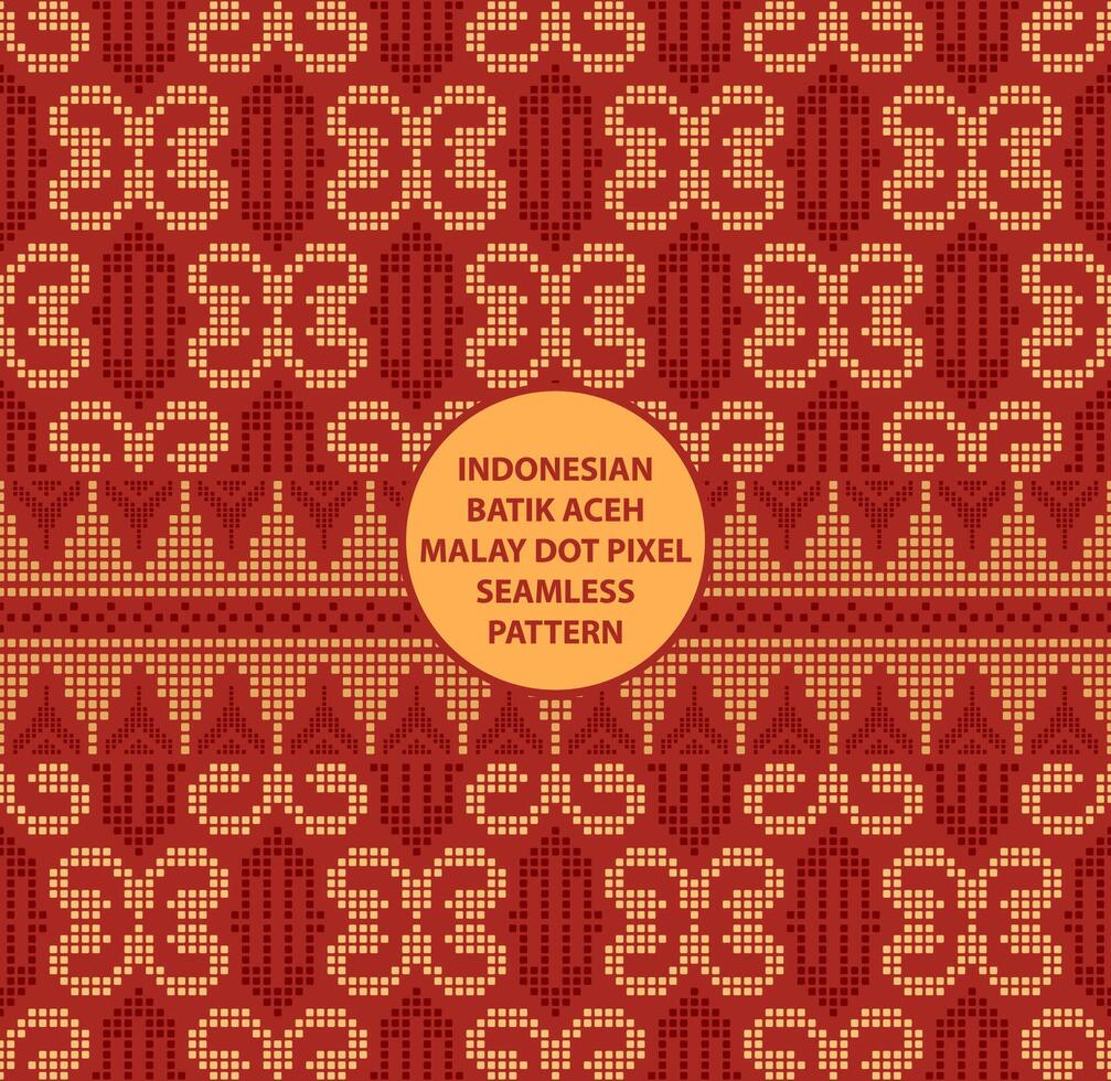 indonesian batik aceh malay dot pixel seamless pattern vector