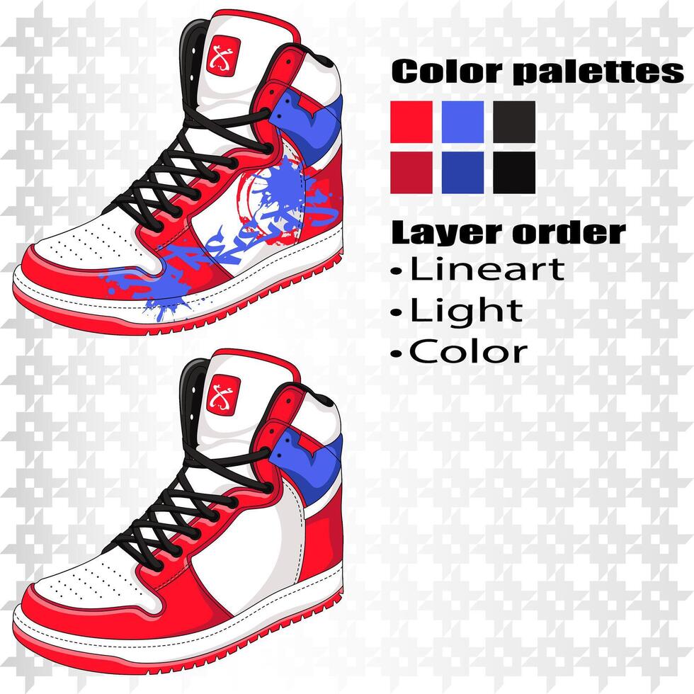 Sports shoes in detailed style vector