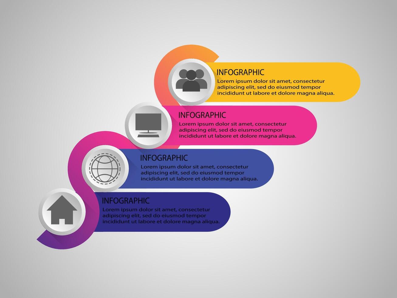 Four section infographic diagram vector