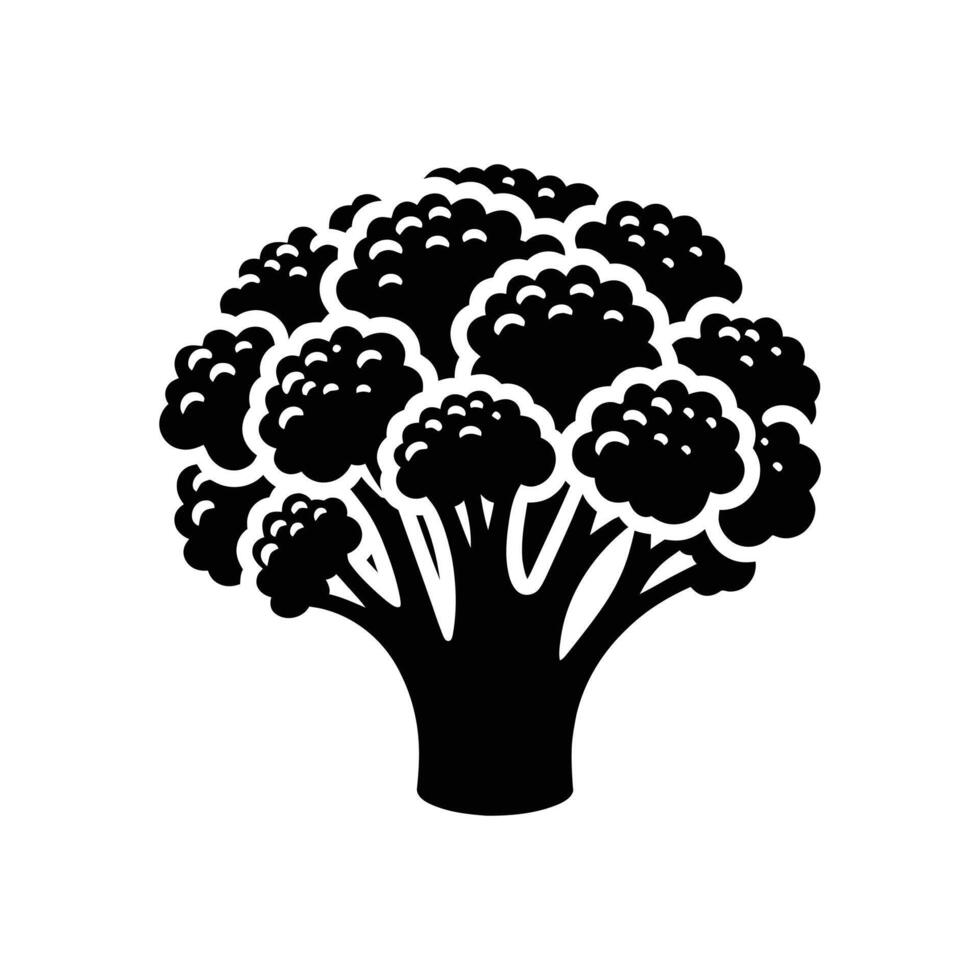 Healthy Eating Icon Silhouette of Fresh Broccoli Floret, Perfect for Nutrition Guides, Recipe Books, and Health Blogs. Essence of Fresh Vegetables, Ideal for Educational Materials and Health Campaigns vector