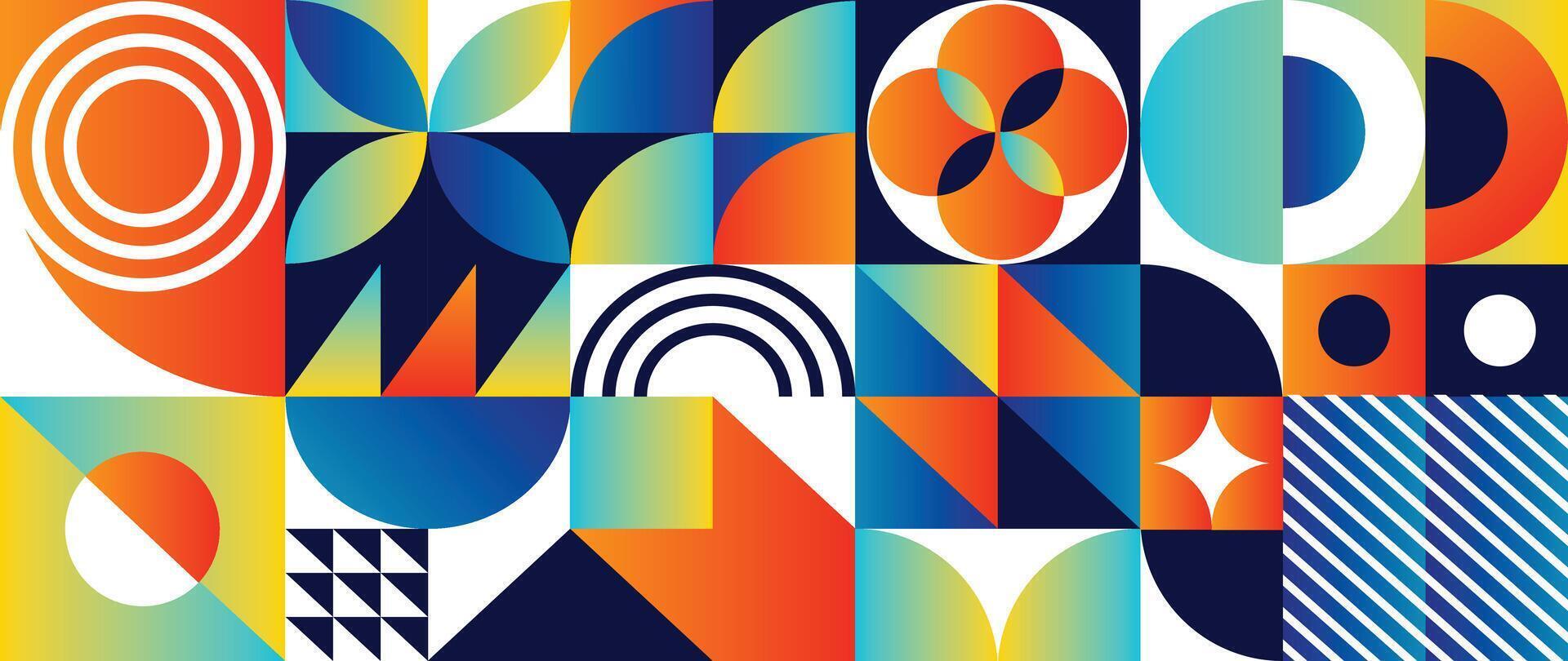 Abstract geometric gradient pattern design background . Wallpaper design with gradient color, circle, square and polygon shape. Modern and trendy illustration perfect for decor, cover, print. vector