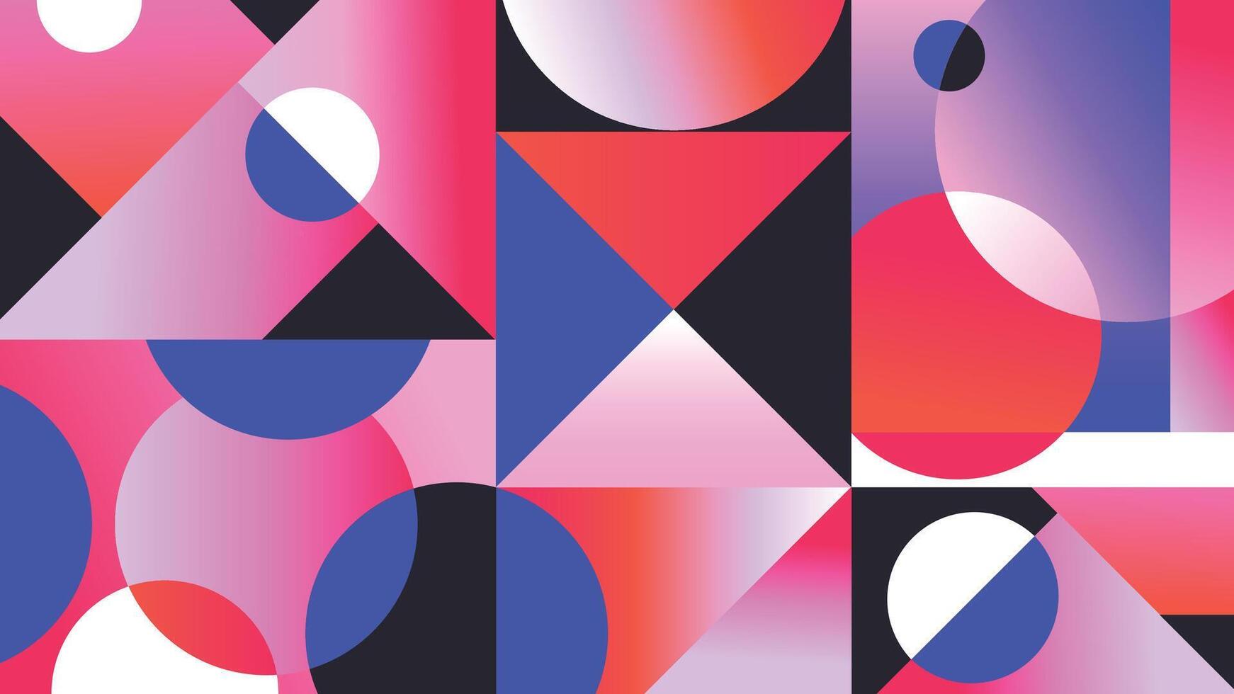 Abstract geometric gradient pattern design background . Wallpaper design with gradient color, circle, square and polygon shape. Modern and trendy illustration perfect for decor, cover, print. vector