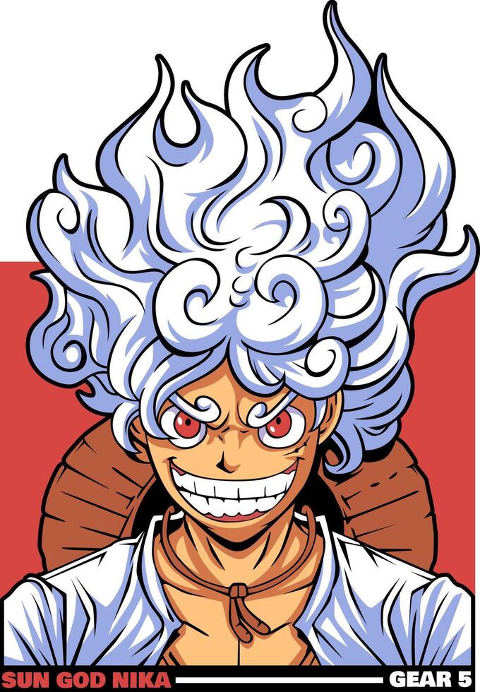 One piece gear 5 red background vector
