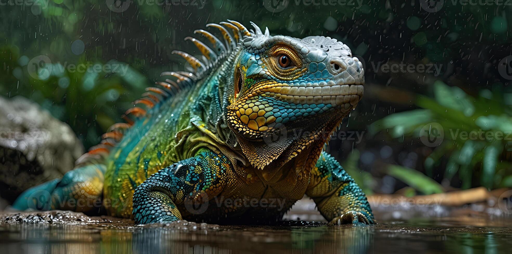 photo Exotic Reptile of chameleon with various colors of nature