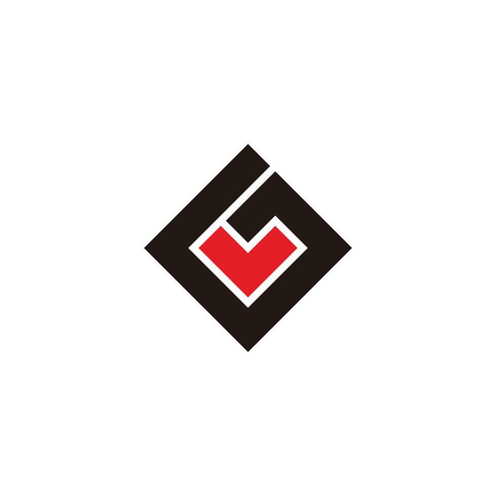 letter gv simple square colorful geometric logo vector