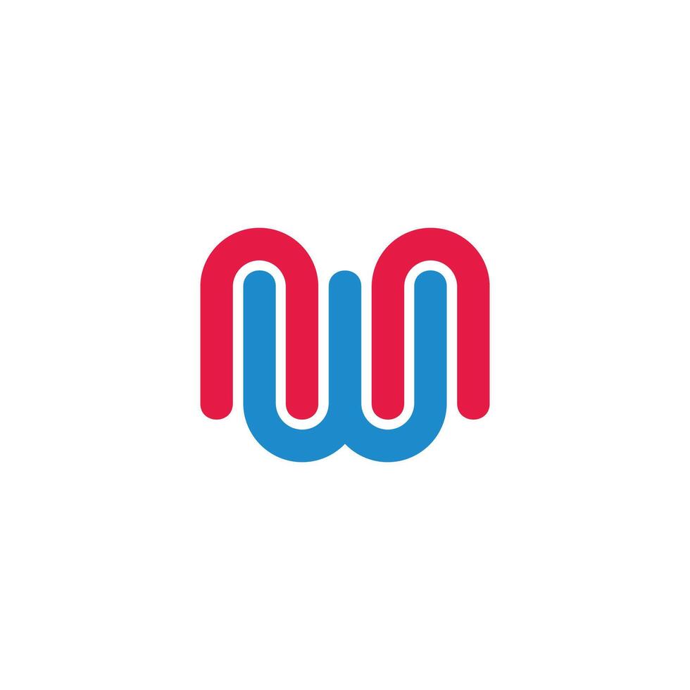 letter nw loop colorful lines stripes logo vector