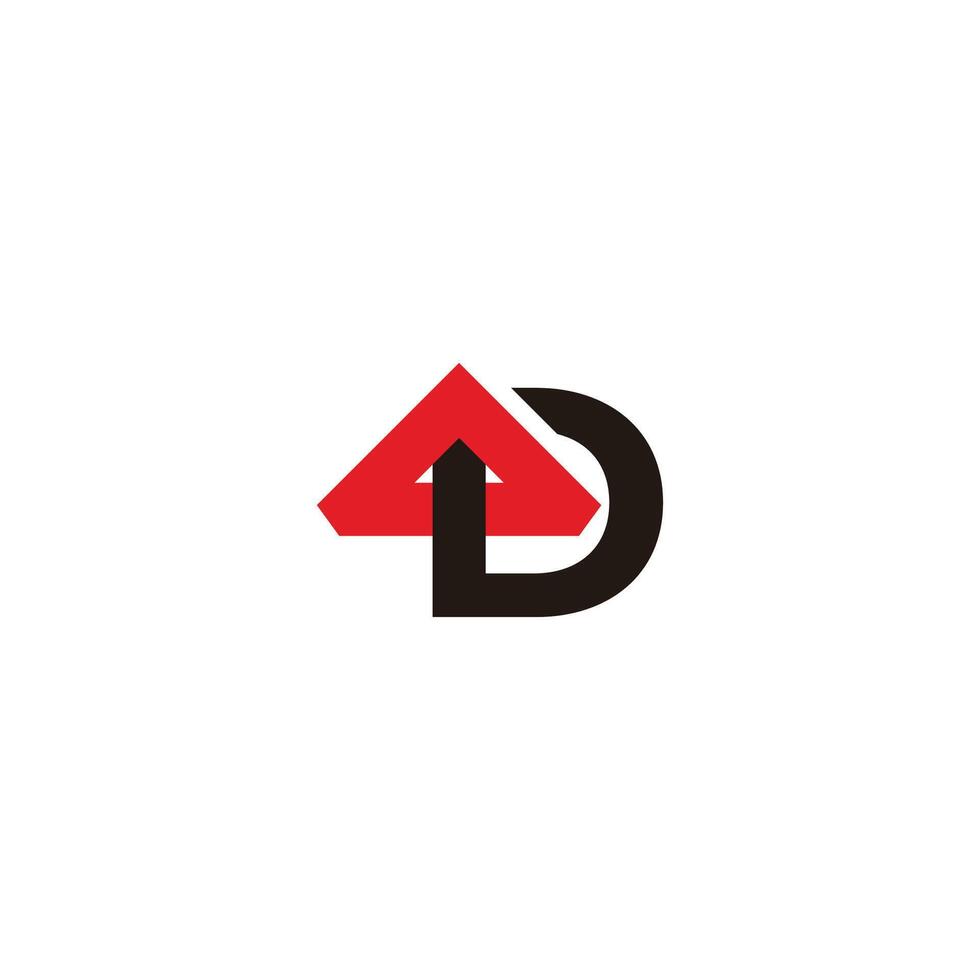 letter d red triangle symbol logo vector