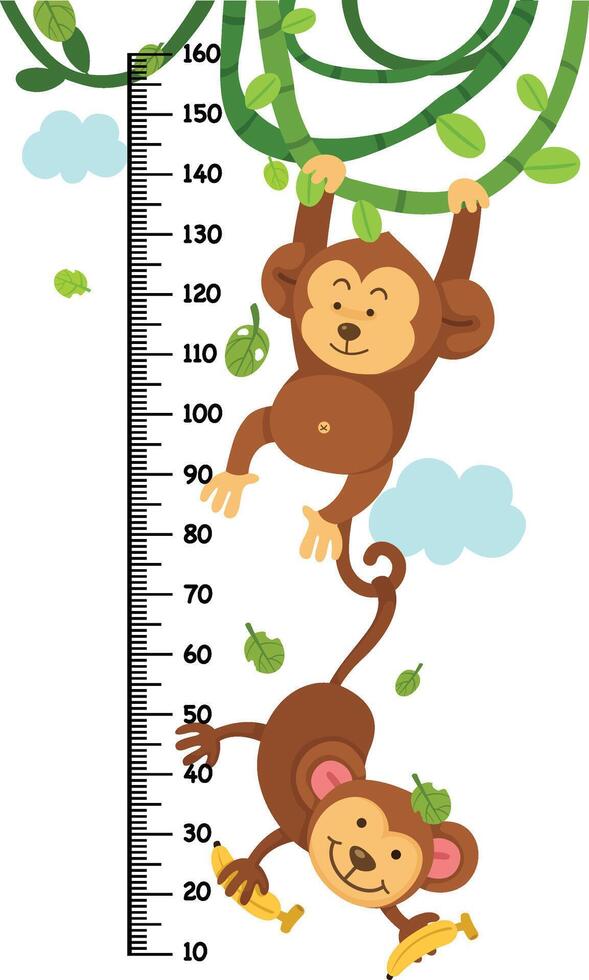 Meter wall with monkey illustration vector