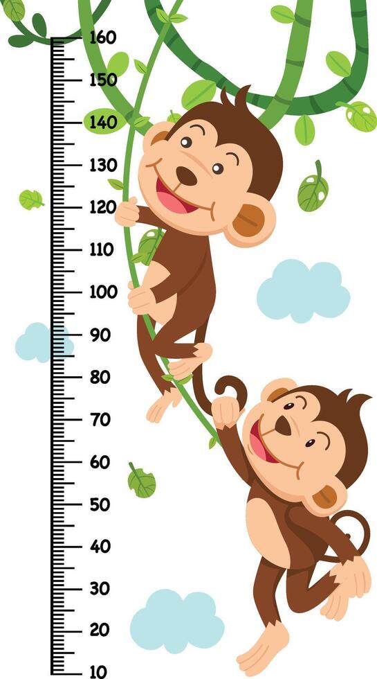 Meter wall with monkey illustration vector